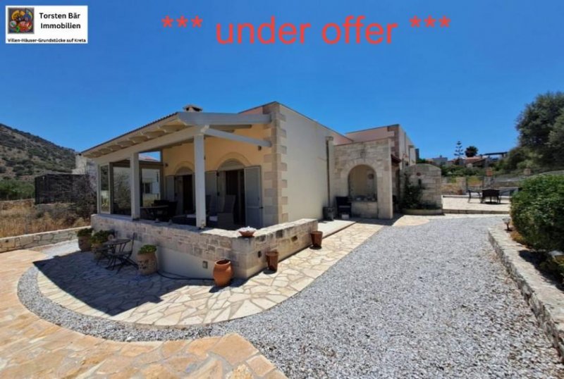 Drapanos Kreta, Drapanos Freistehender Steinbungalow mit 3 Schlafzimmern und 2 Bädern, großem Garten und Meerblick.*** under offer ***